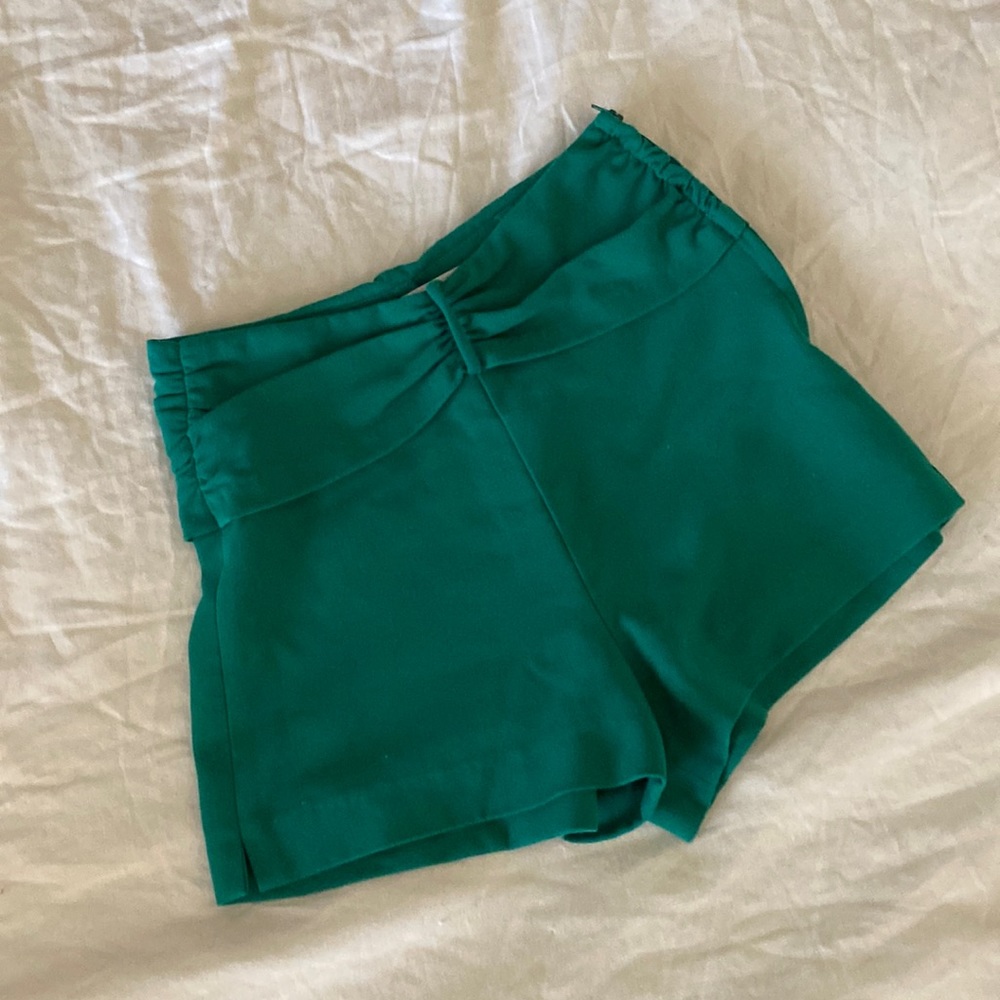 Zara Green High-waisted Side Zip Shorts XS